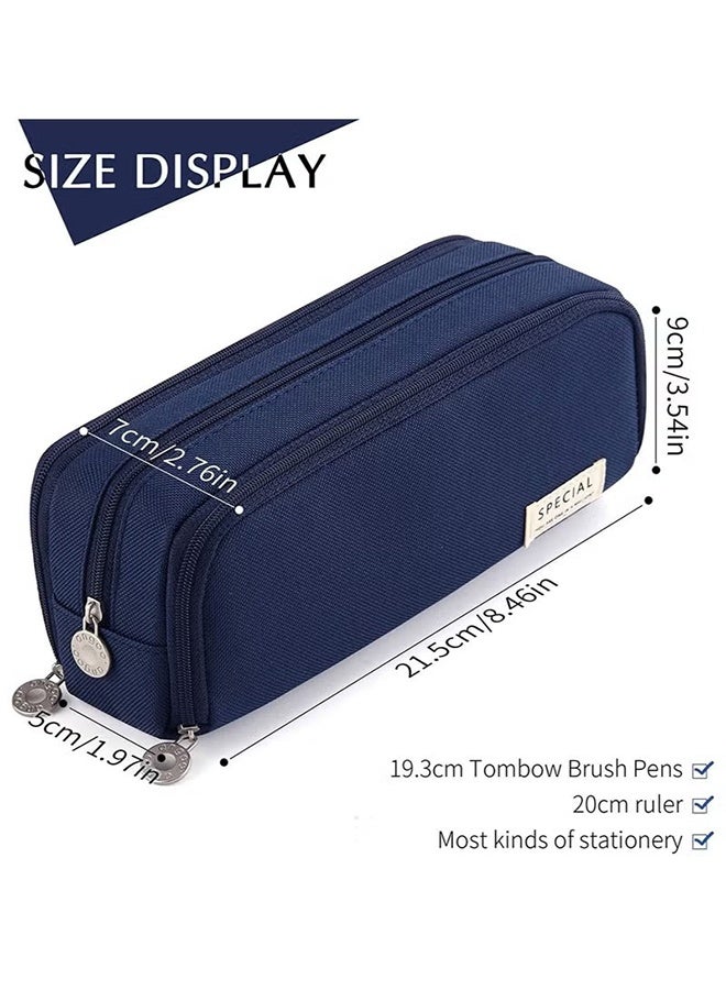Ocean Large Capacity Pen Case, Three Compartment Pen Case, Suitable for Stationery Bags for School Teenagers, Boys and Girls, Convenient Storage Bags, Outdoor Travel Storage Bags (Navy Blue) - Image 5