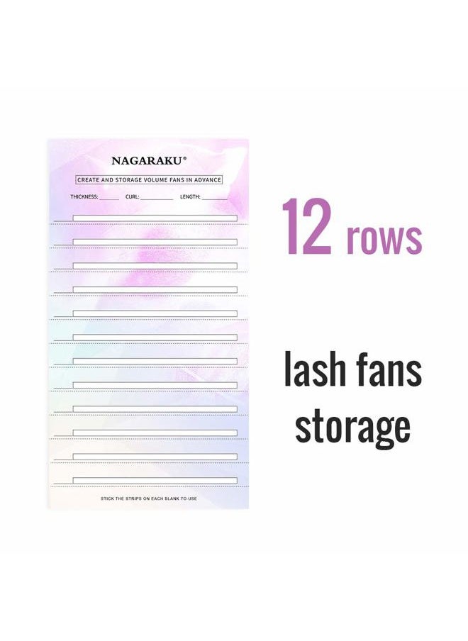 NAGARAKU Eyelash Extension Storage Card Premade Fans Volume Lash Storage 2mm Sticky Strip False Eyelashes Paper Card (20 Sheets with 1 Roll Tape)  - Image 2