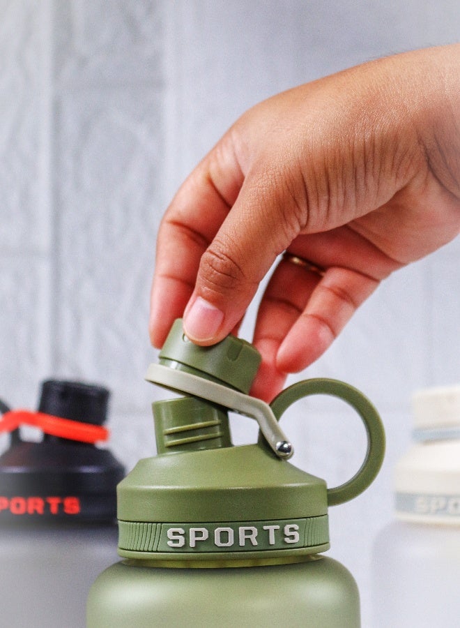 توشيونيكس زجاجة مياه رياضية بلاستيكية خالية من مادة BPA سعة 1500 مل مع مقبض، وفلتر مصفاة، وغطاء واسع الفم مانع للتسرب، وعلامات مستوى الماء بالملليلتر - مادة غير سامة، زجاجة شرب قابلة لإعادة الاستخدام للصالة الرياضية والمكتب والسفر والأنشطة الخارجية - مناسبة للجميع في كل مكان - Image 4