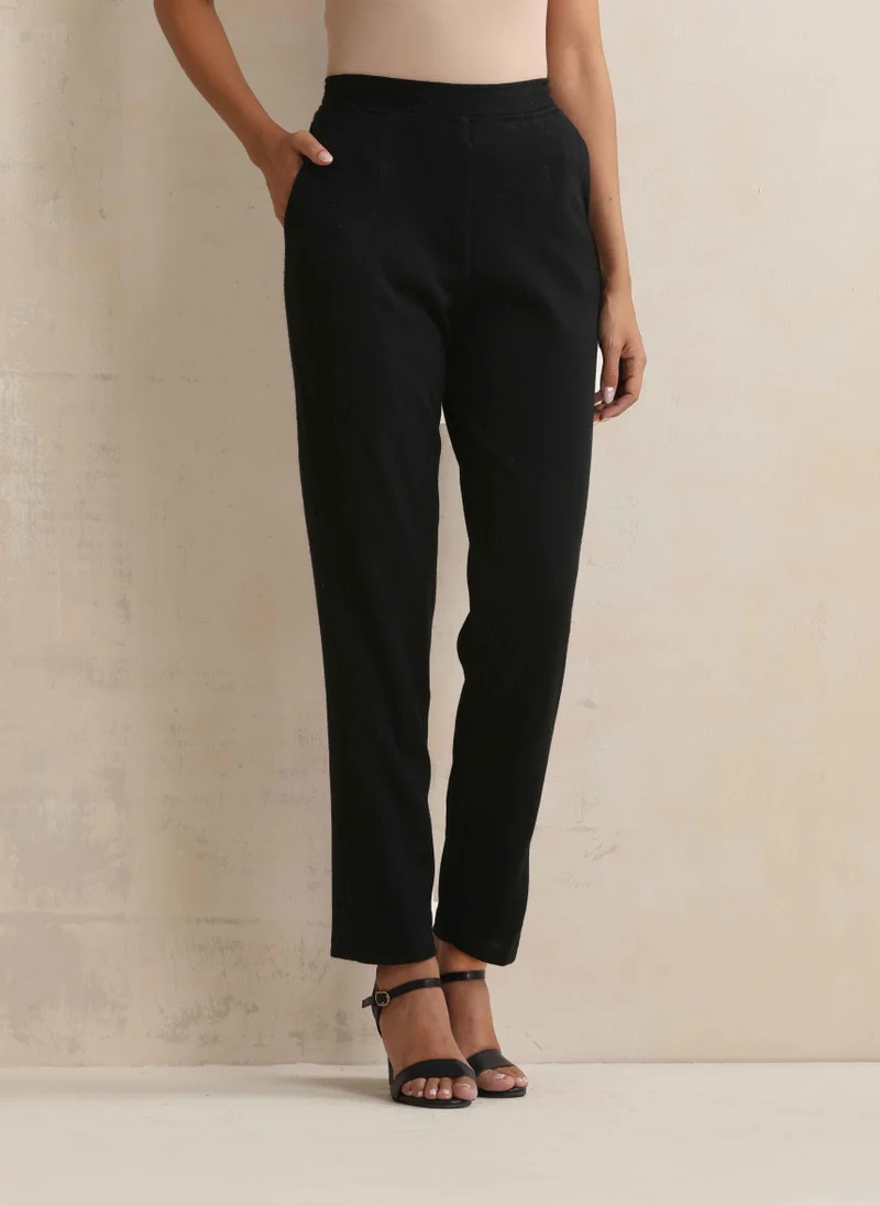 trueBrowns trueBrowns Black Woollen Pants