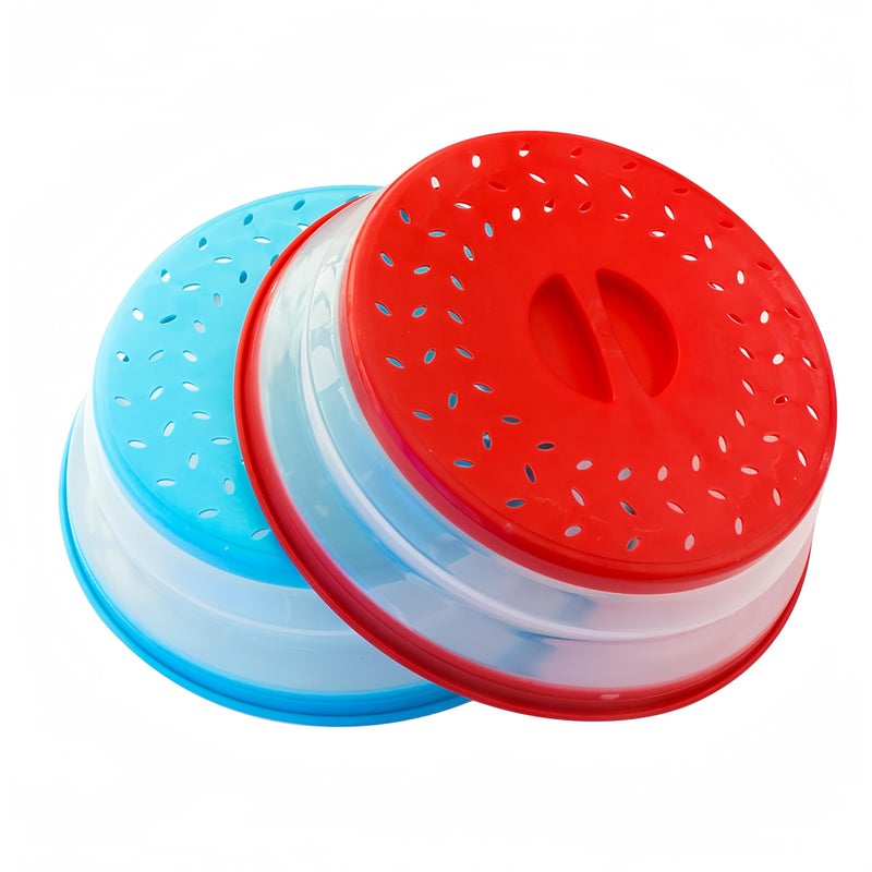 Pack of 2 Collapsible Microwave Food Cover Splatter GuardVented Microwave Lid for Food105inch BPA free TPR Dishwasher safe