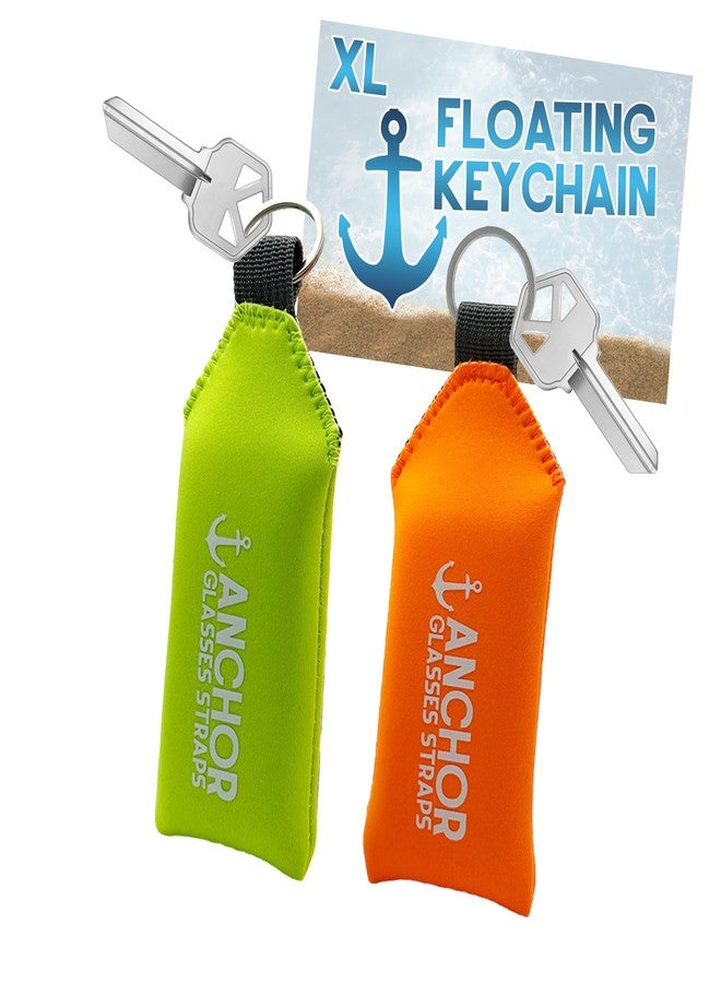 Anchor Glasses Straps Floating Keychain Waterproof – Extra Large Size – Floats 12 Keys – Bright Visibility Green Orange – Buoyant Foam – Floating Fishing Key Ring for Boat, Jet Ski, Kayak, Canoe, Paddleboard - Image 1
