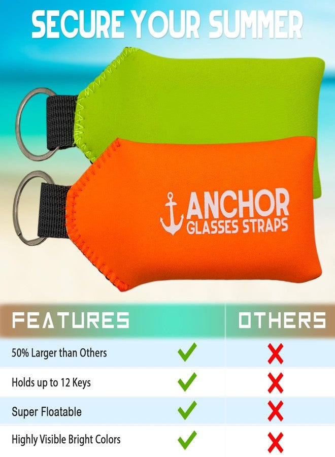 Anchor Glasses Straps Floating Keychain Waterproof – Extra Large Size – Floats 12 Keys – Bright Visibility Green Orange – Buoyant Foam – Floating Fishing Key Ring for Boat, Jet Ski, Kayak, Canoe, Paddleboard - Image 5