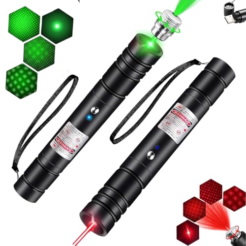 COOLCOLD Laser Light | USB Rechargeable, Laser Pointer | Long Range, Laser Light Powerful | for Party, Disco Adjustable Mode, 2000m Handheld Lesar Pen, Suitable for Camping(Pack-2, Green + Red) - Image 1
