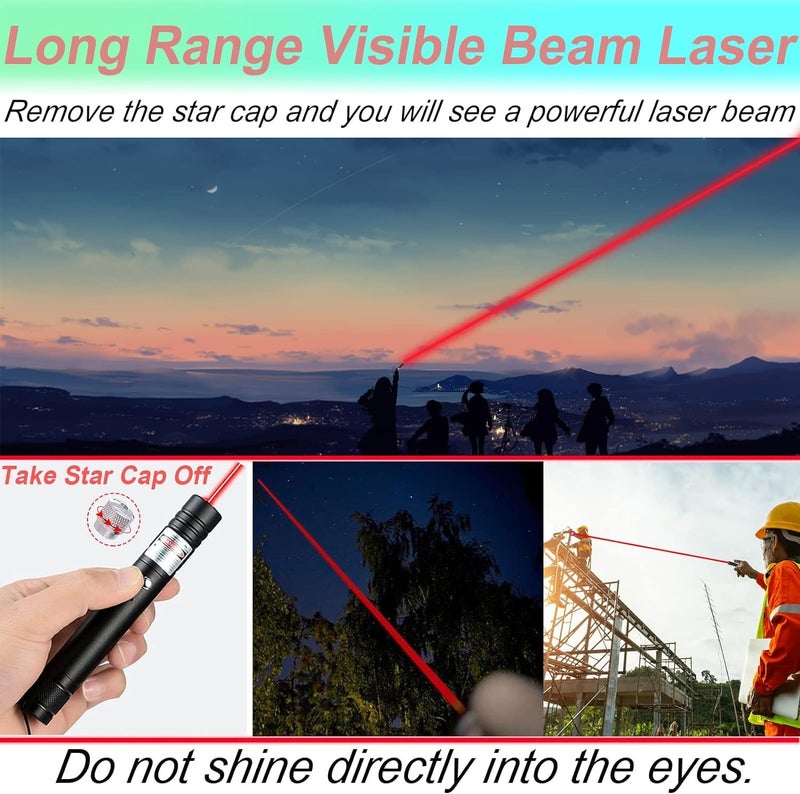 COOLCOLD Laser Light | USB Rechargeable, Laser Pointer | Long Range, Laser Light Powerful | for Party, Disco Adjustable Mode, 2000m Handheld Lesar Pen, Suitable for Camping(Pack-2, Green + Red) - Image 5