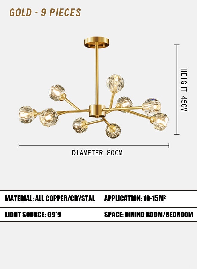 Nordic style light luxury modern style crystal lamp, restaurant home living room kitchen,chandelier，9-Light，3-Color - Image 4