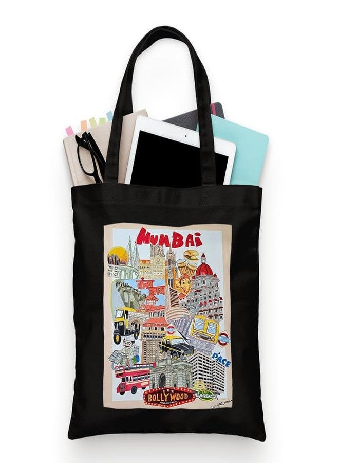 PrintingZone Black Tote Bag With Pocket Printed Designed Canvas Tote Bags For Women large capacity|Tote bag For Shopping| College| Travel| More Canvas Handbag For Unisex Bag(BTB306) - Image 1