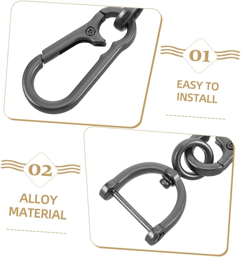 iplusmile 2pcs Heavy Duty Metal Car Keychain with Key Ring Clip Black Carabiner Key Holder for Men and Women Convenient Waist Hanging Keychain Accessories - Image 3