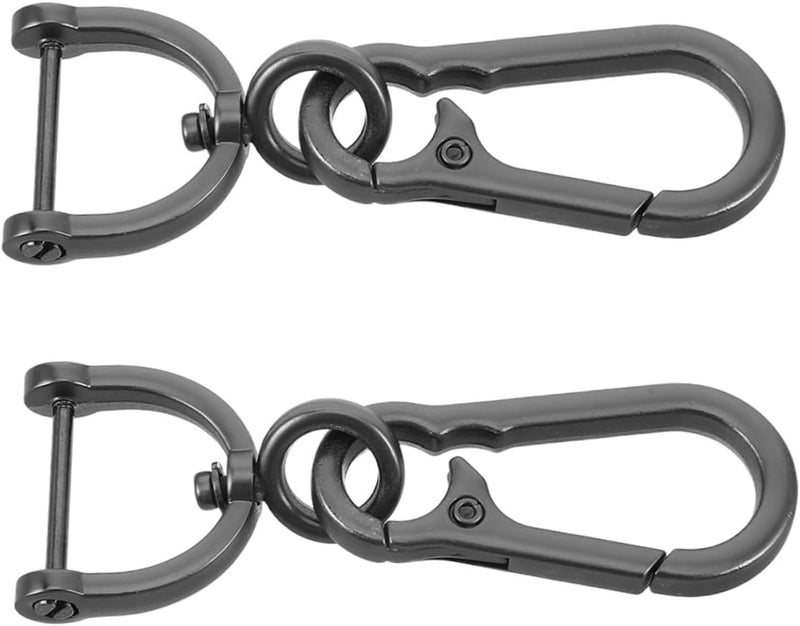 iplusmile 2pcs Heavy Duty Metal Car Keychain with Key Ring Clip Black Carabiner Key Holder for Men and Women Convenient Waist Hanging Keychain Accessories - Image 1