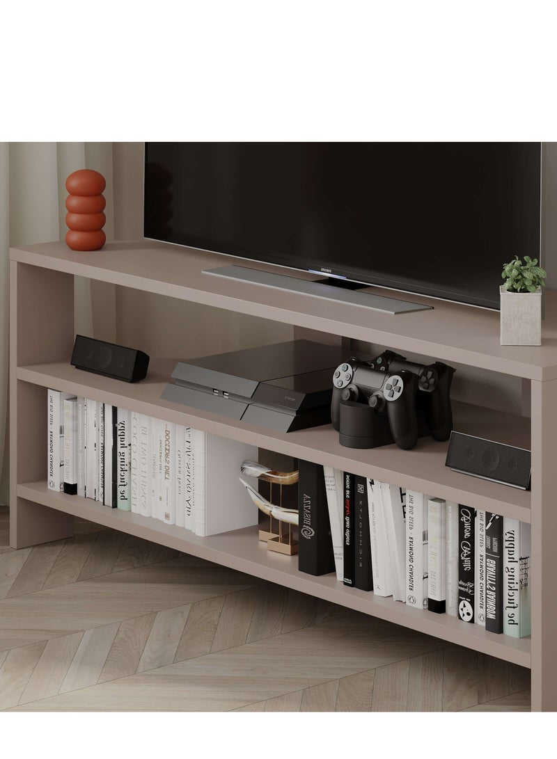 Mourah Home Thales Modern Corner Tv Stand Up To 43'' Inch Tvs| Spacesaving Tv Stand With Storage| 110X36X45 Cm (Light Mocha)- 2 Years Warranty - Image 5