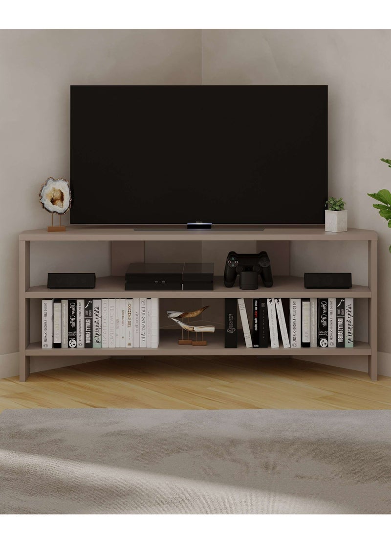 Mourah Home Thales Modern Corner Tv Stand Up To 43'' Inch Tvs| Spacesaving Tv Stand With Storage| 110X36X45 Cm (Light Mocha)- 2 Years Warranty - Image 4