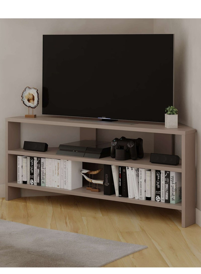Mourah Home Thales Modern Corner Tv Stand Up To 43'' Inch Tvs| Spacesaving Tv Stand With Storage| 110X36X45 Cm (Light Mocha)- 2 Years Warranty - Image 3