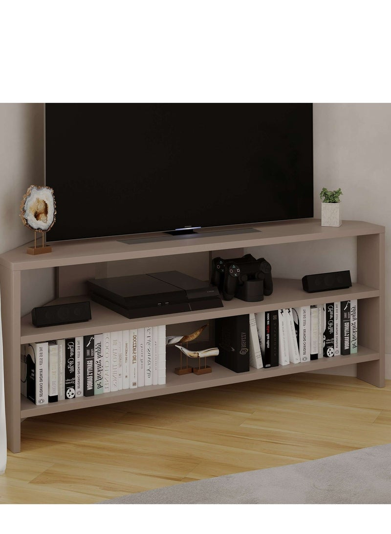 Mourah Home Thales Modern Corner Tv Stand Up To 43'' Inch Tvs| Spacesaving Tv Stand With Storage| 110X36X45 Cm (Light Mocha)- 2 Years Warranty - Image 2