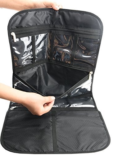 Freegrace Premium Hanging Toiletry Travel Bag - Cosmetic, Jewelry, Toiletry & Accessory Storage Organizer Bag, Large Size, Various Compartments (Black) - Image 5