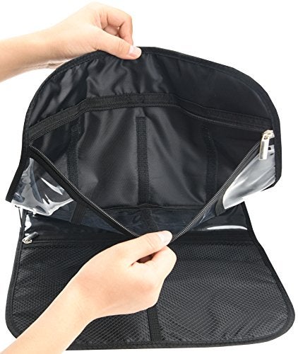 Freegrace Premium Hanging Toiletry Travel Bag - Cosmetic, Jewelry, Toiletry & Accessory Storage Organizer Bag, Large Size, Various Compartments (Black) - Image 4