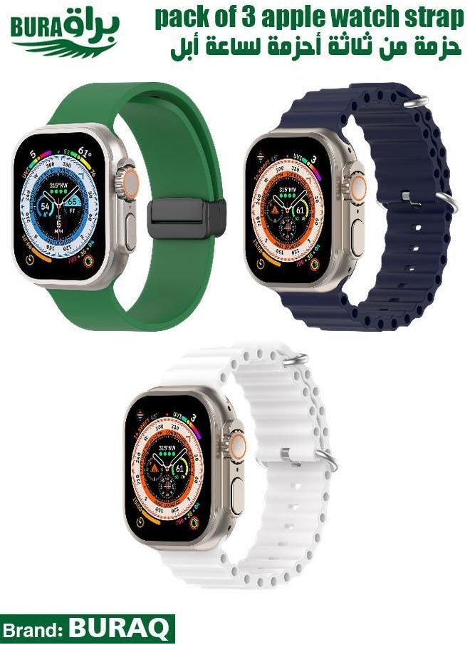 BURAQ - Apple Watch Band Strap For Apple Watch Ultra 2/Ultra 49mm, Series 10 46mm, 9/8/7 45mm, SE2/SE/6/5/4 44mm, 3/2/1 42mm - Image 1