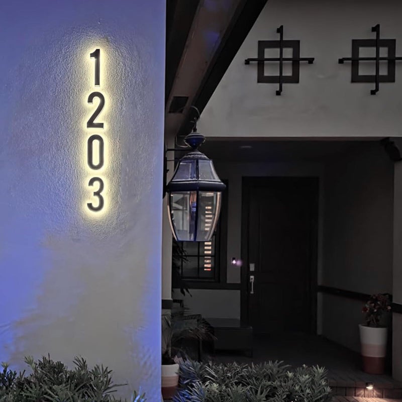 ShowMtheM 5 Inch Backlit House Numbers for Outside,Waterproof Black Stainless Steel LED Illuminated Modern Address Number,Plug-in Lighted Address Signs for House,Shop (Adapter Not Included)(1) - Image 3