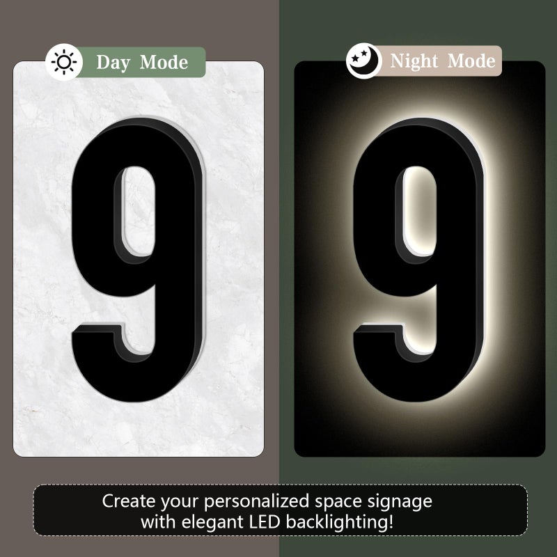 ShowMtheM 5 Inch Backlit House Numbers for Outside,Waterproof Black Stainless Steel LED Illuminated Modern Address Number,Plug-in Lighted Address Signs for House,Shop (Adapter Not Included)(1) - Image 4