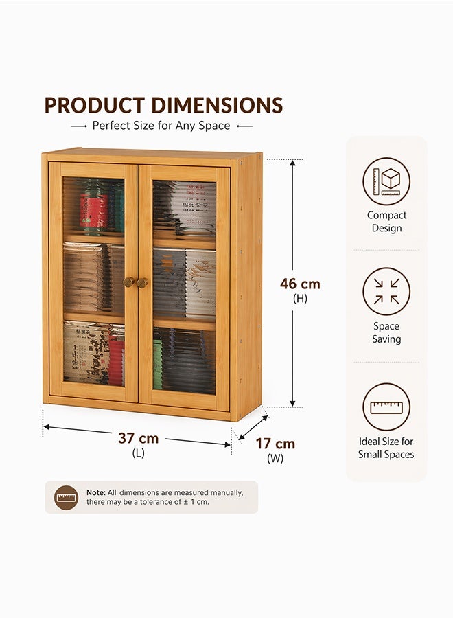 NKX Wooden Storage Cabinet with Glass Doors – Compact, Durable & Multi-Purpose Organizer for Kitchen, Office & Bedroom - Image 3