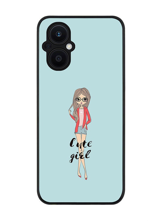 Stylizedd Rugged Black edge case for Oppo Reno7 Z  Slim fit Soft Case Flexible Rubber Edges Anti Drop TPU Gel Thin Cover - Dreamer Cute Girl - Image 1