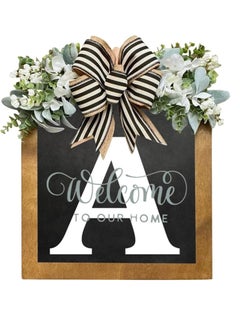 Y&D Welcome Sign Creative Bowknot Letter Wreath In Front Of The Door Outdoor Decoration Props For The Courtyard 30x35CM  - Image 1