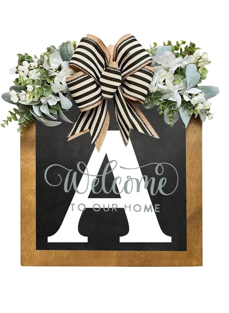 Y&D Welcome Sign Creative Bowknot Letter Wreath In Front Of The Door Outdoor Decoration Props For The Courtyard 30x35CM  - Image 1