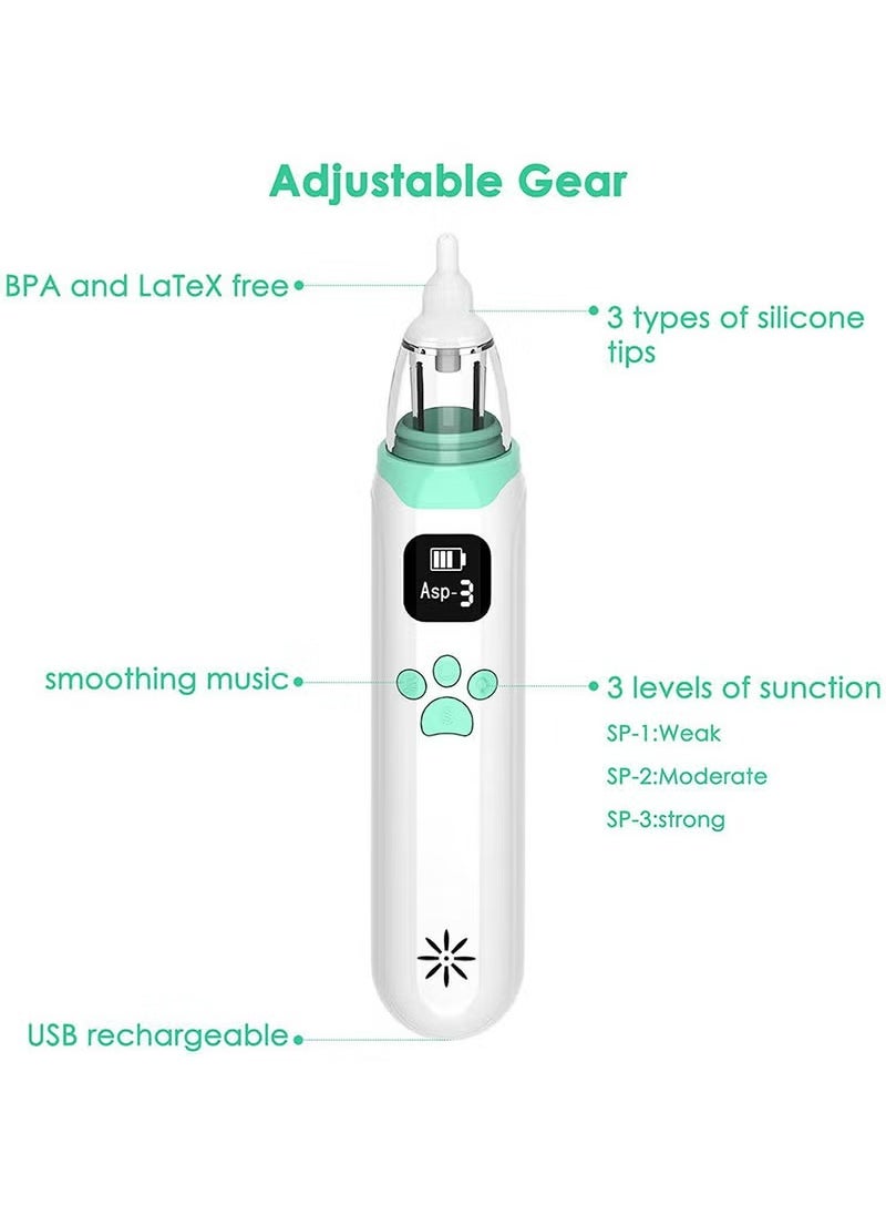 Goldfish Automatic Baby Nasal Aspirator Nasal Vacuum Cleaner For Infant Safety Electric Silent Cleaner - White/Green  - Image 5