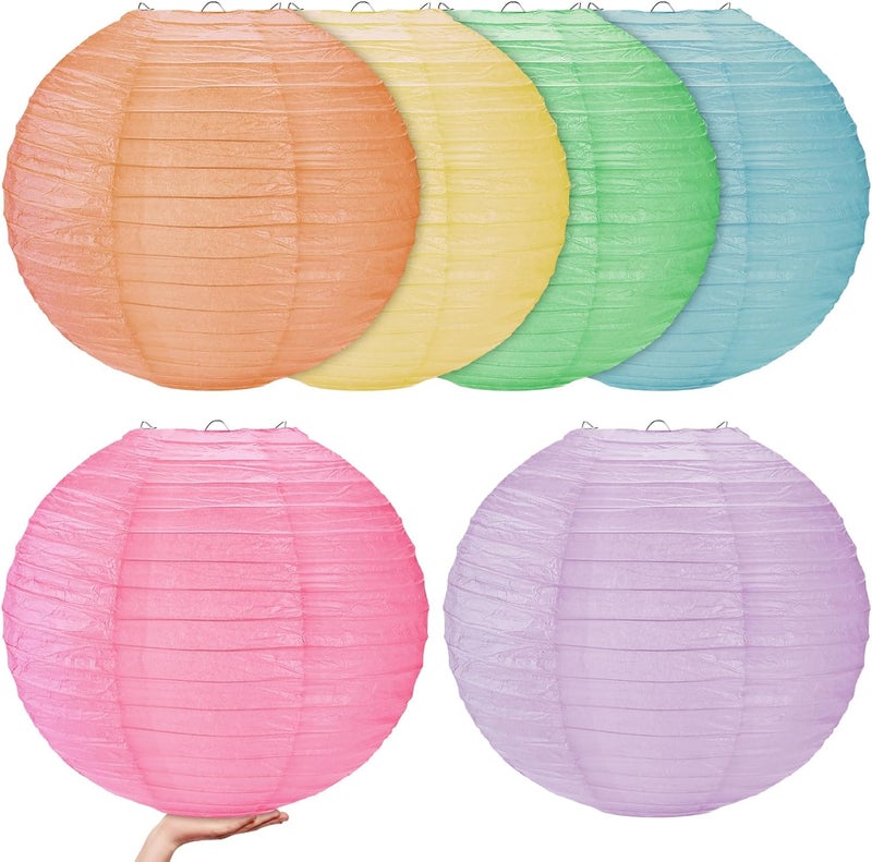 Woanger 6 Pack 24 Inch Jumbo Pastel Paper Lanterns Party Decorations Macaron Large Chinese Paper Lantern Giant Hanging Paper Lanterns for Birthday Party - Image 1