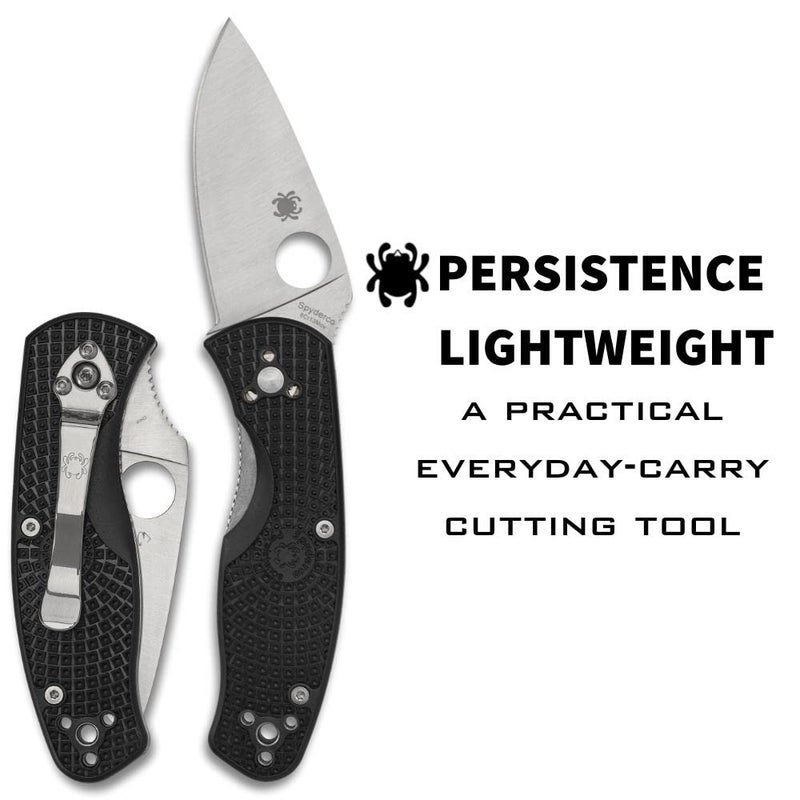 Spyderco Persistence Lightweight Knife with 2.77" Stainless Steel Blade and Durable Black FRN Handle - PlainEdge - C136PBK - Image 2