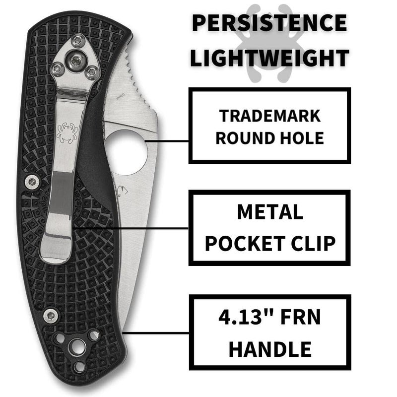 Spyderco Persistence Lightweight Knife with 2.77" Stainless Steel Blade and Durable Black FRN Handle - PlainEdge - C136PBK - Image 4
