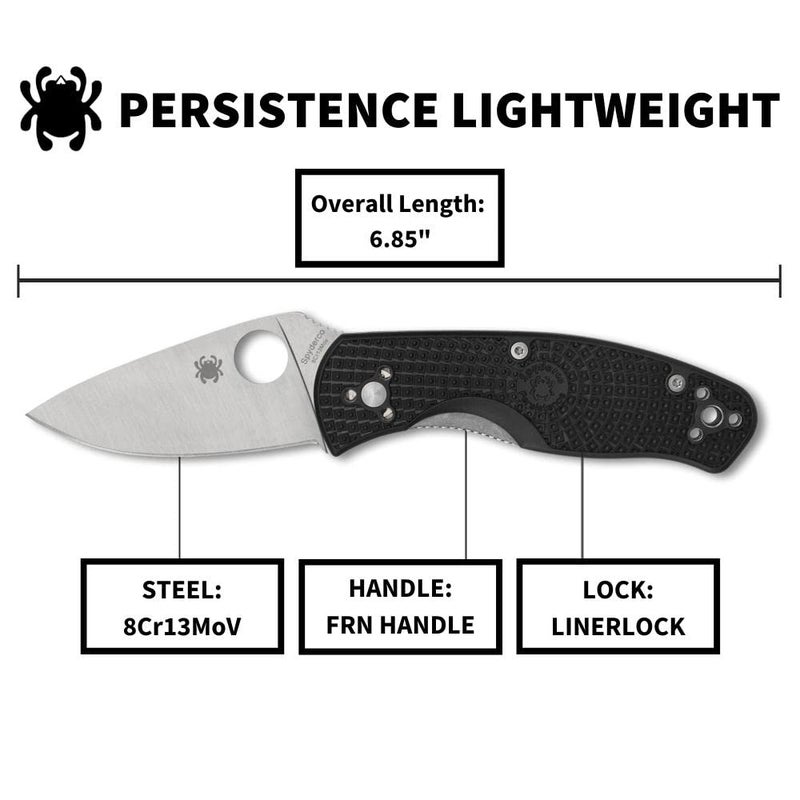 Spyderco Persistence Lightweight Knife with 2.77" Stainless Steel Blade and Durable Black FRN Handle - PlainEdge - C136PBK - Image 5