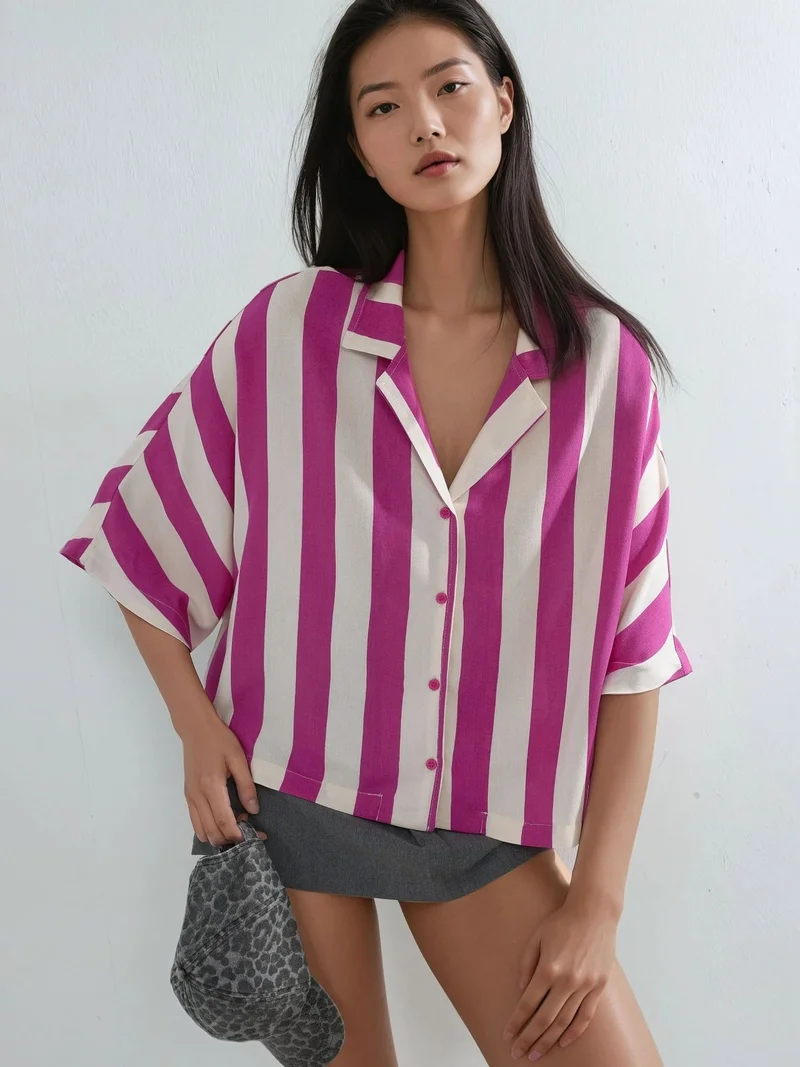 Busem BUSEM Relaxed Fit Striped Button-Up Shirt