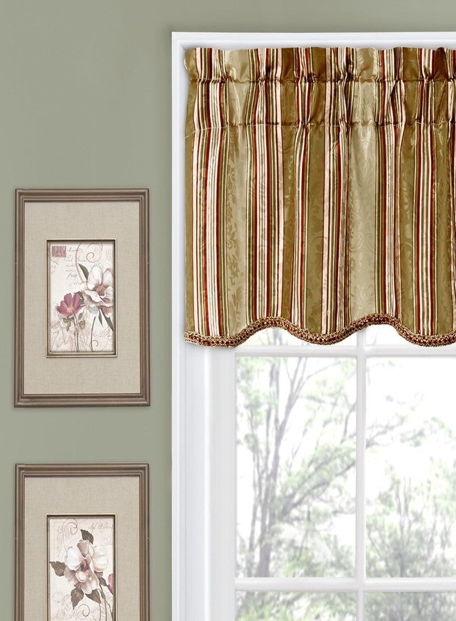 Waverly Traditions Kitchen Valances for Windows - Stripe Ensemble 52" x 16" Short Curtain Valance Small Window Curtains Bathroom, Living Room and Kitchens, Antique - Image 2