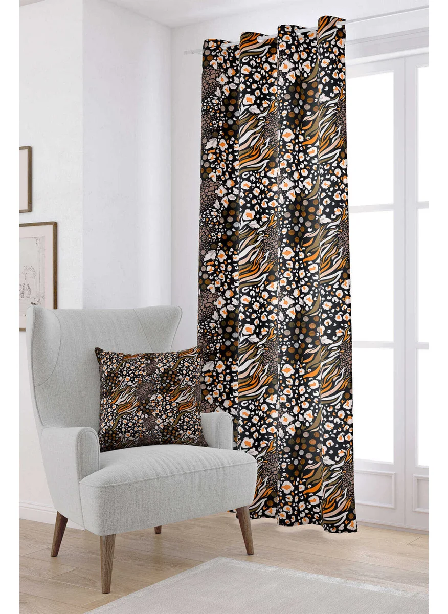 Cango Home Brown Orange Snakeskin Zebra Patterned Digital Printed Curtain CGH362-PR