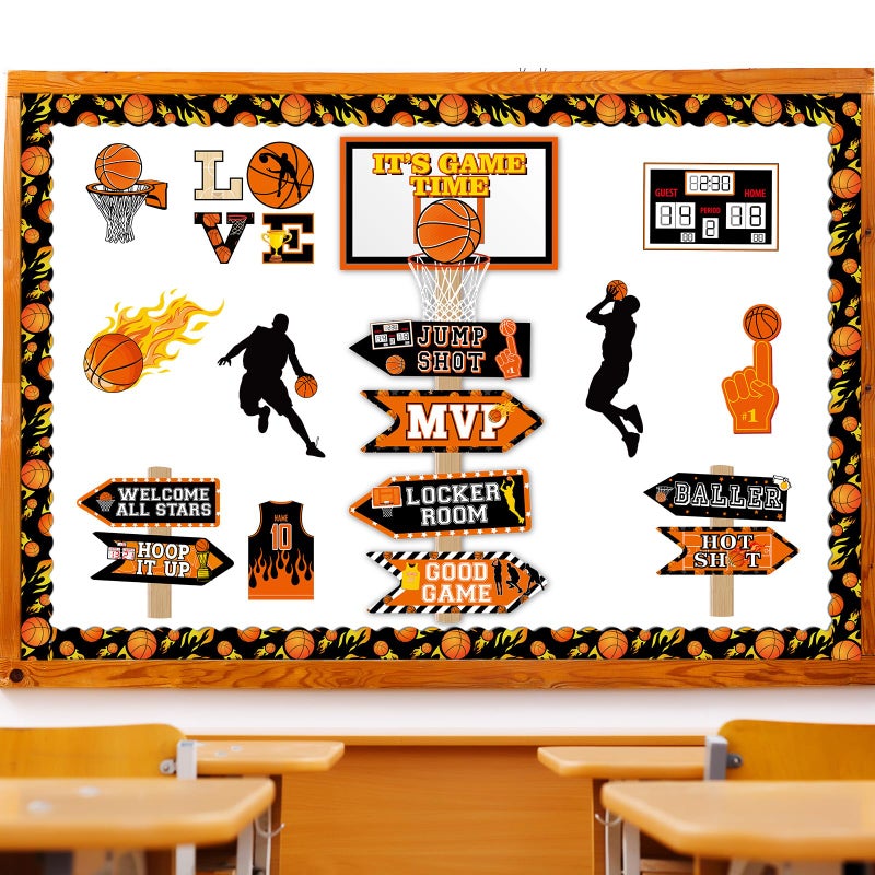 gisgfim 36pcs Basketball Bulletin Board Decoration Basketball Theme Bulletin Boarders Itâ€™s Game Time Basketball Cut-Outs Sports Bulletin Board Decor for School Classroom Game Bulletin Board Supplies - Image 4