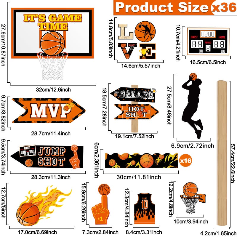 gisgfim 36pcs Basketball Bulletin Board Decoration Basketball Theme Bulletin Boarders Itâ€™s Game Time Basketball Cut-Outs Sports Bulletin Board Decor for School Classroom Game Bulletin Board Supplies - Image 2