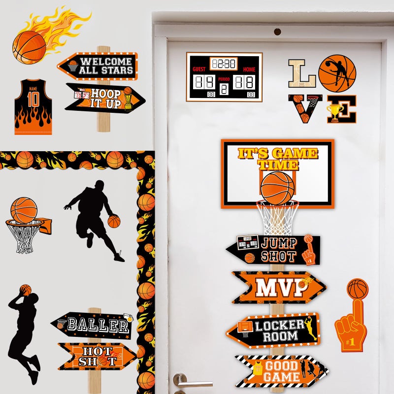 gisgfim 36pcs Basketball Bulletin Board Decoration Basketball Theme Bulletin Boarders Itâ€™s Game Time Basketball Cut-Outs Sports Bulletin Board Decor for School Classroom Game Bulletin Board Supplies - Image 3
