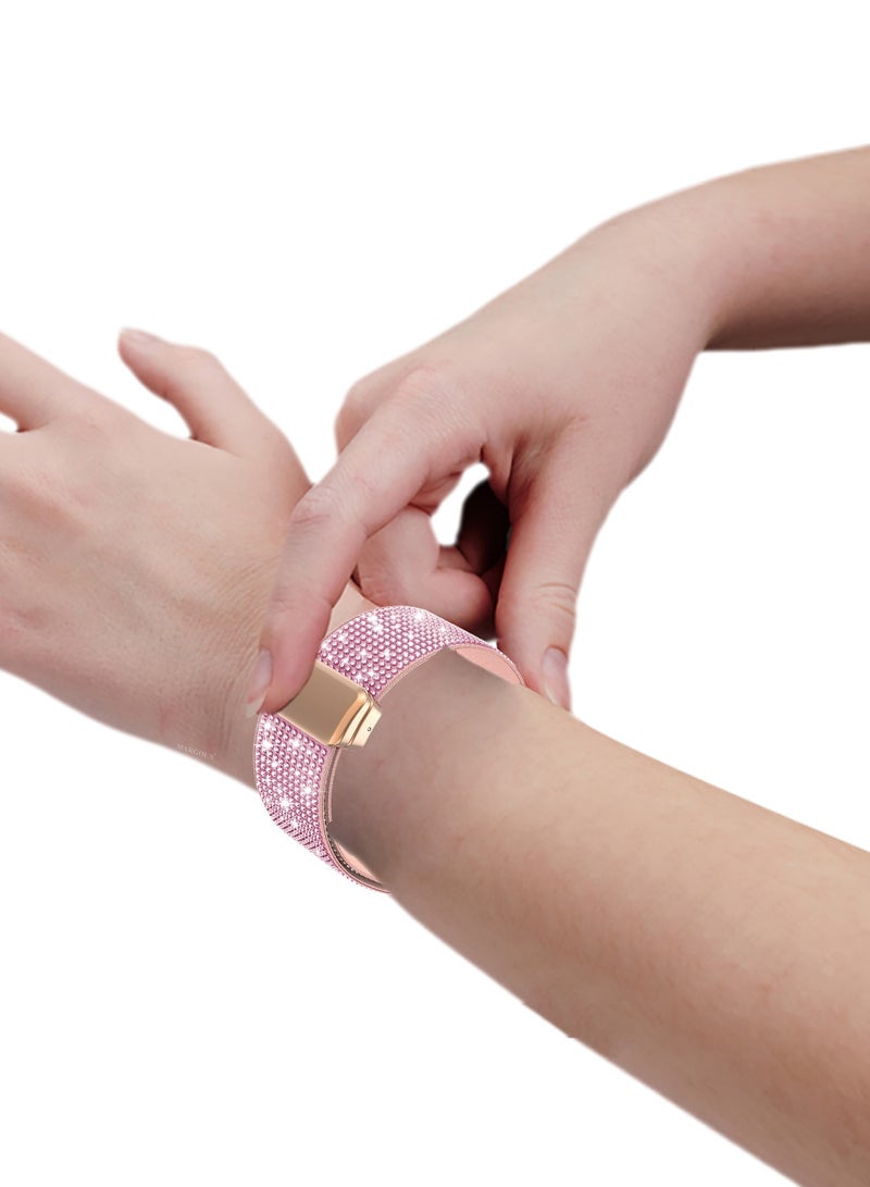 38mm/40mm/41mm/42mm(Series 10) Strap Band for Apple Watch Series 1-9, SE & Ultra - Rhinestone Sparkle Watch Band - Pink - Image 4
