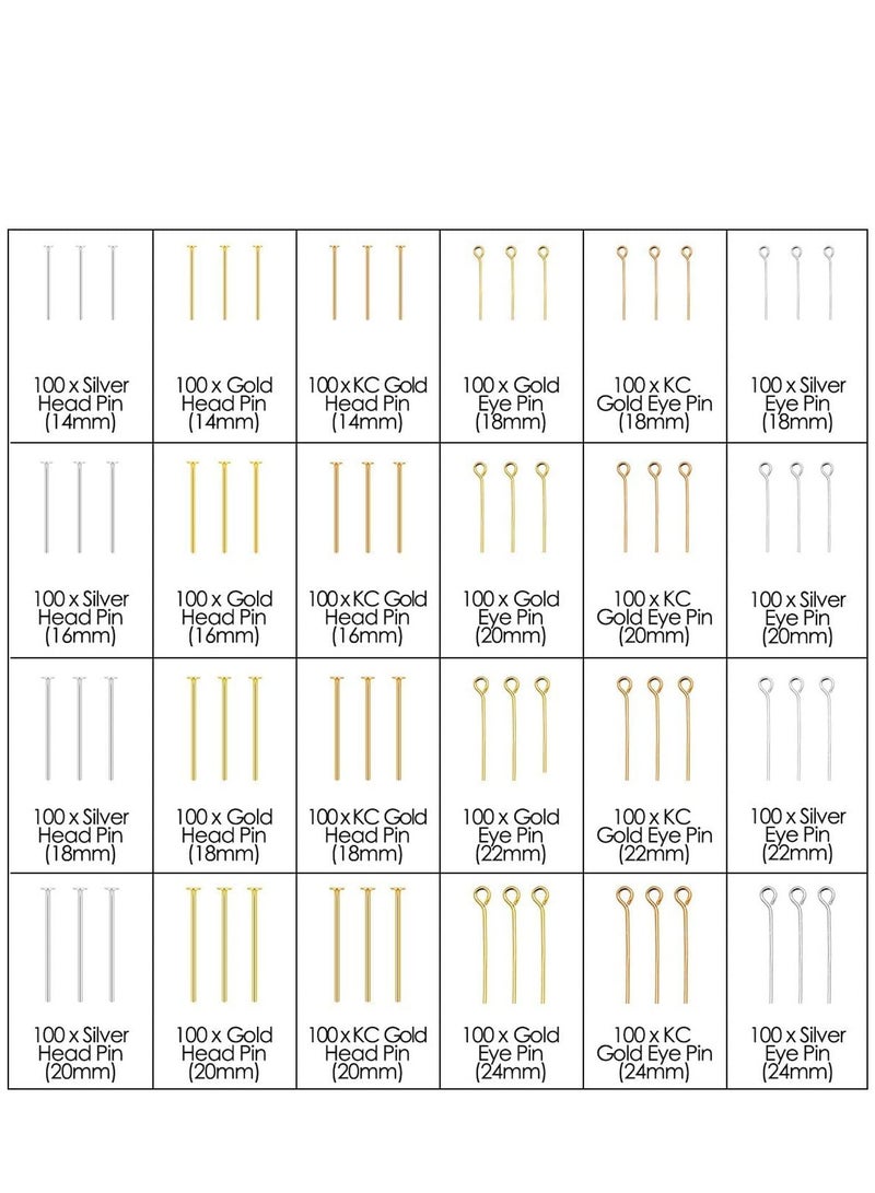KASTWAVE 2400 Pieces Head Pins Eye Pins Supplies Jewelry Head Pins for Charm Beads DIY Making - Image 4