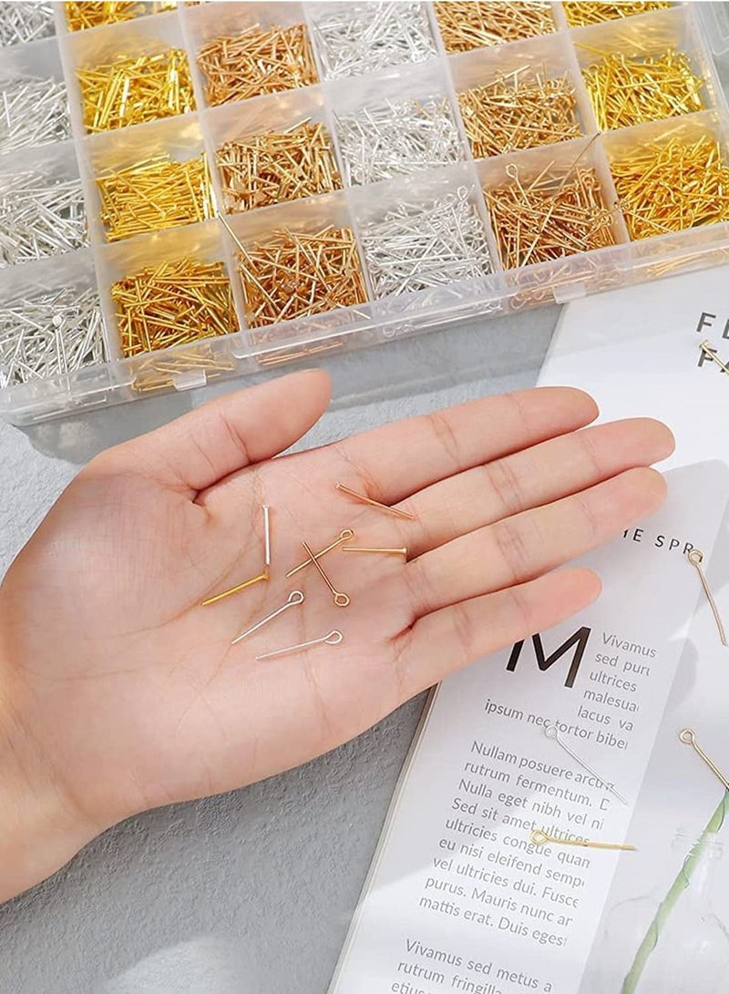 KASTWAVE 2400 Pieces Head Pins Eye Pins Supplies Jewelry Head Pins for Charm Beads DIY Making - Image 3