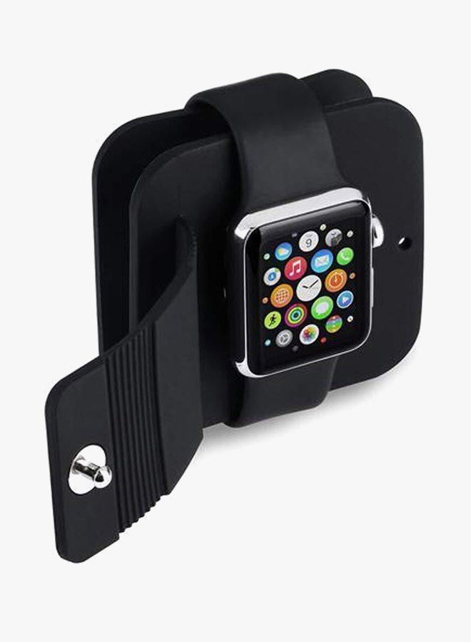 NIBEMINENT Charging Case Soft Silicone Charger Wallet For Apple Watch 38 & 42mm Black  - Image 2