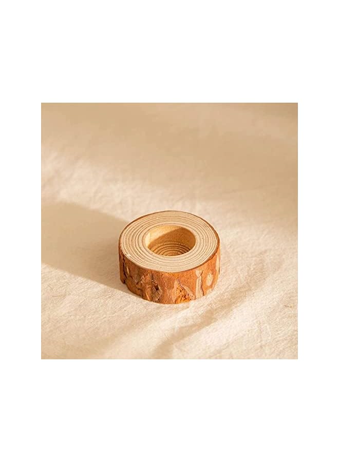 The Bros Wooden Tea Light Candle Holders, Rustic Wood Votive Candle Holder Set for Wedding Centerpieces for Table, Diwali Halloween Christmas Party Valentine's Day Home Decoration 10 PCS (2.16Wx0.98H) - Image 5