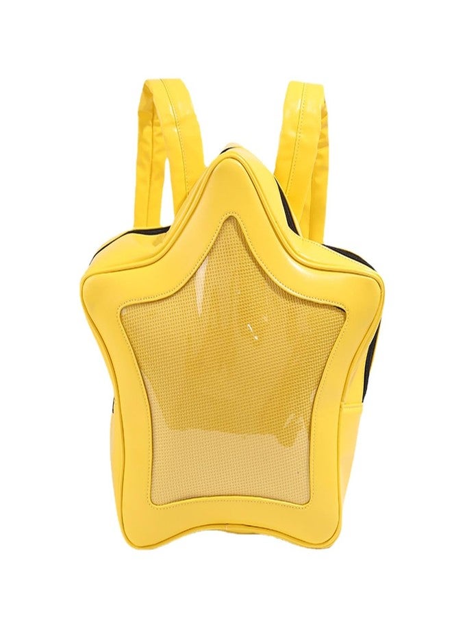 Vobomo Yellow Star Kawaii Backpack PU Leather Ita Bag Backpack Y2k Shoulder Bag Aesthetic Cute Backpack (Yellow) - Image 1