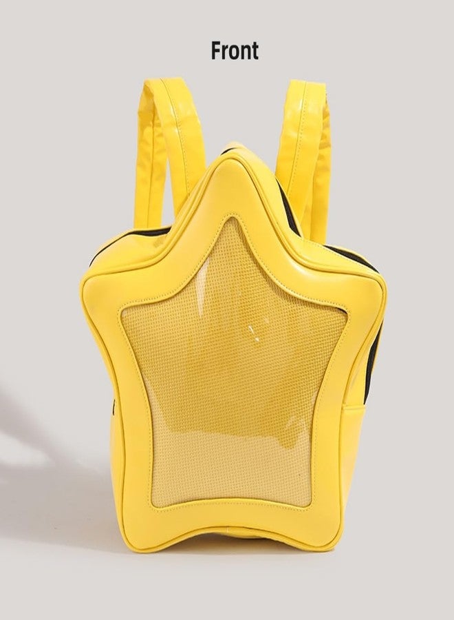 Vobomo Yellow Star Kawaii Backpack PU Leather Ita Bag Backpack Y2k Shoulder Bag Aesthetic Cute Backpack (Yellow) - Image 4