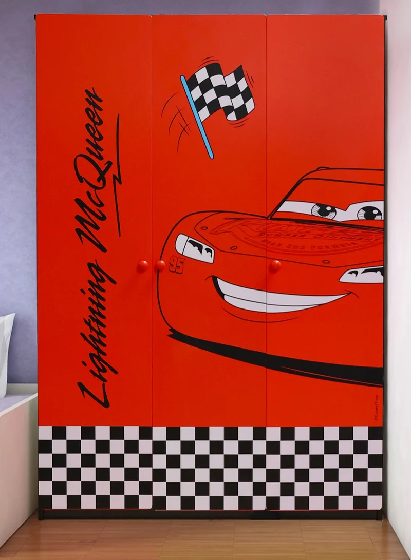 Disney Disney Cars Lightning Wardrobe Closet for Kids/Teen - Storage Organizer and Clothes Dresser - 6 Storage and 1 Hanging Compartments – Anti-Tip Anchor Kit - Solid MDF Wood Construction