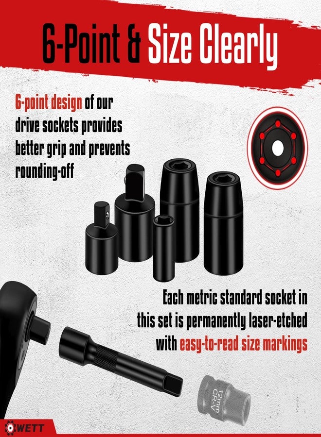 WETT 11Pcs Torque Wrench Set, 1/4'' & 3/8'' & 1/2'' Drive Click Torque Wrench, with Extension Bars & Adapters, Dual-Direction Adjustable Reversible 72-Tooth Ratchet Handle - Image 4