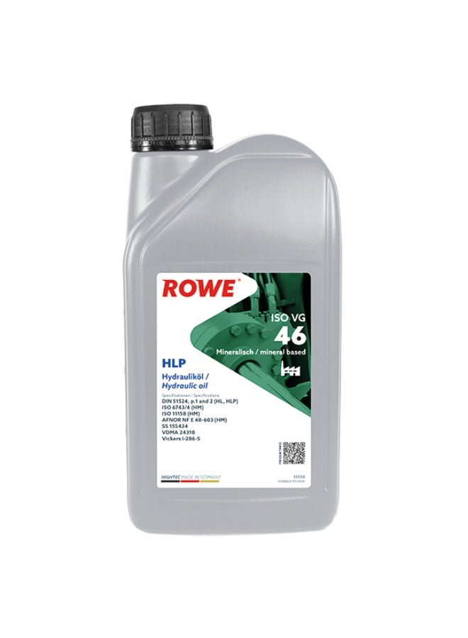 ROWE HIGHTEC HLP 46 Hydraulic Oil -1 Ltr: High-quality hydraulic fluid containing additives for preventing corrosion, wear, ageing and friction. Highly effective EP active agents guarantee excellent compression resistance - Image 1