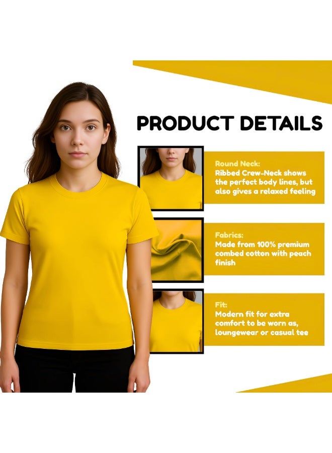 PRINTSHOP4ME Adult Round Neck Combed Women's T Shirt 190 GSM Pure Cotton Basic Colors - Image 3