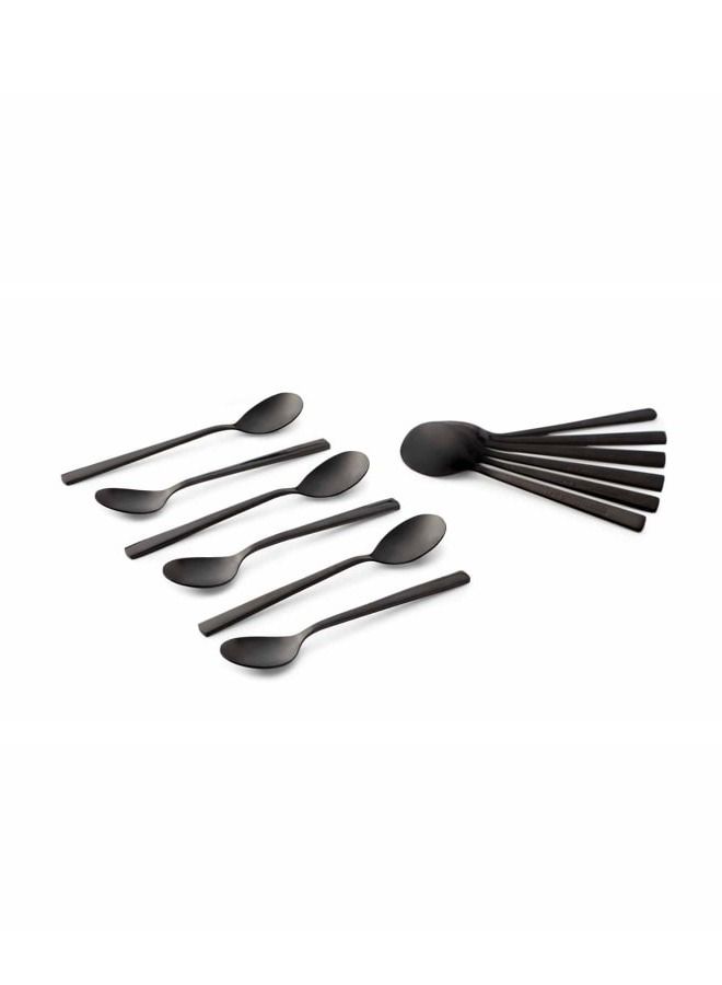 Life Smile 12pcs Cutlery Set, 18/10 Stainless Steel, Flatware Set, 12pcs Tea Spoon, Shine Black, for Home Kitchen, Mirror Polished  - Image 1