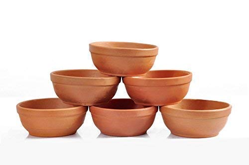 SHRIYAM CRAFTS Clay Katori Serving Bowl Chatni Bowls Pack of 12 (Vegetables Bowl with CHATNI Bowl) 500 ml Brown - Image 2